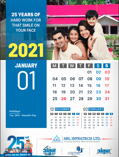 ARL-Ankur 2021 January Calendar design